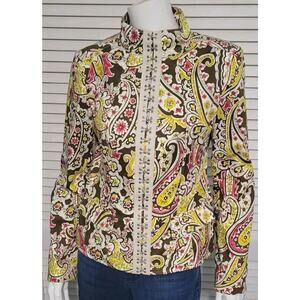 Etcetera Jacket Sz. 4 Long Sleeve Front Hook & Eye French Peasant Print Paisley